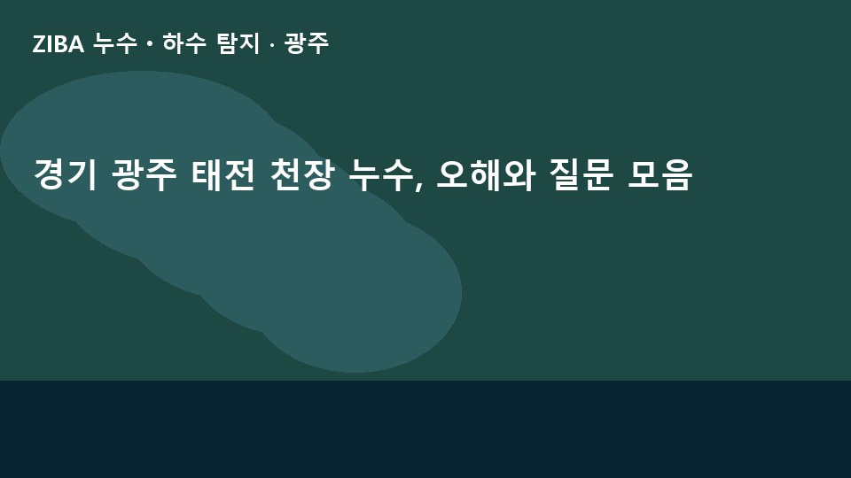 경기 광주 태전 천장 누수, 오해와 질문 모음